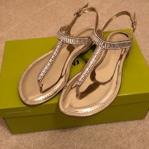 Gianni Bini gold metallic clear beaded sandals NWT